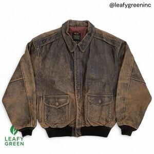 Avirex Type A-2 Leather Bomber Jacket 90s Vintage Distressed us sz 46 M Pantina